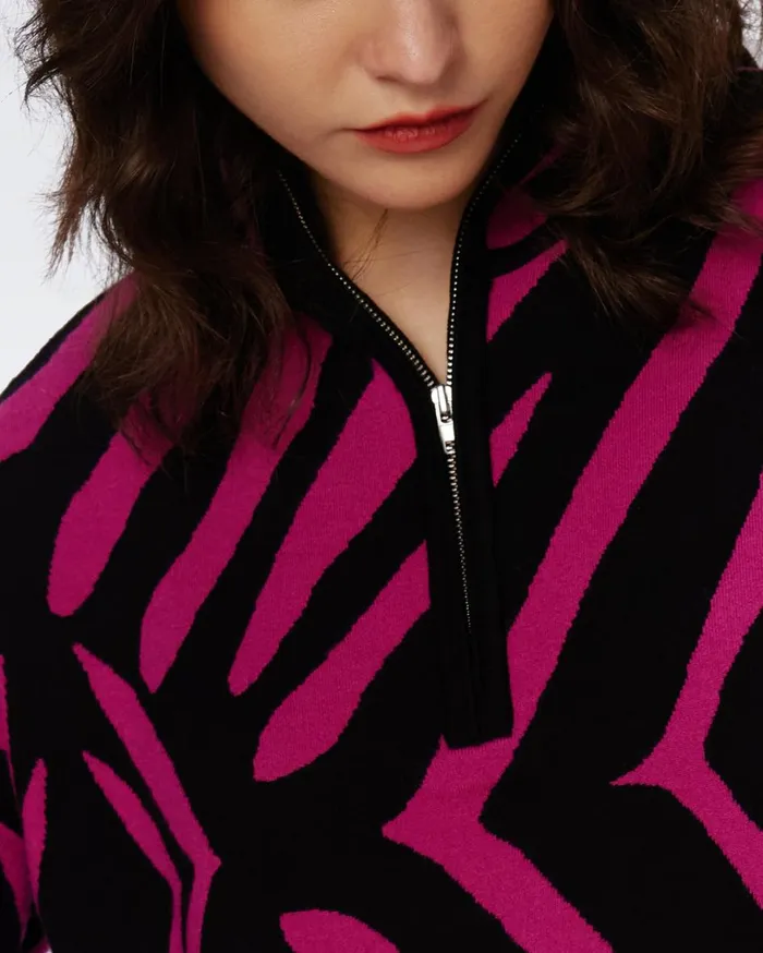 Women Alvah Knit Jacquard Top Huge Zebra Indian Pink DVF Tops