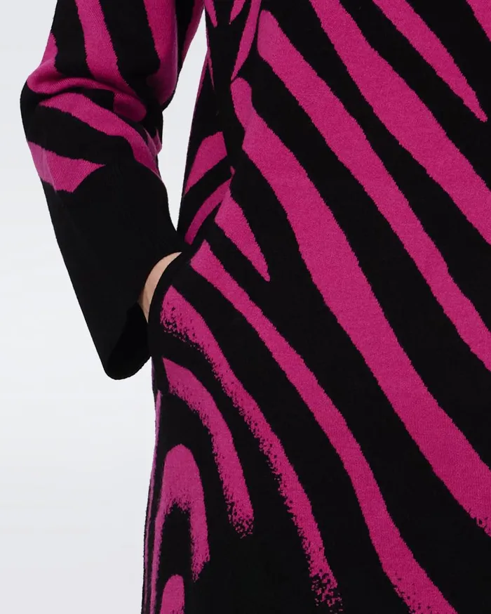 Women Alvah Knit Jacquard Top Huge Zebra Indian Pink DVF Tops