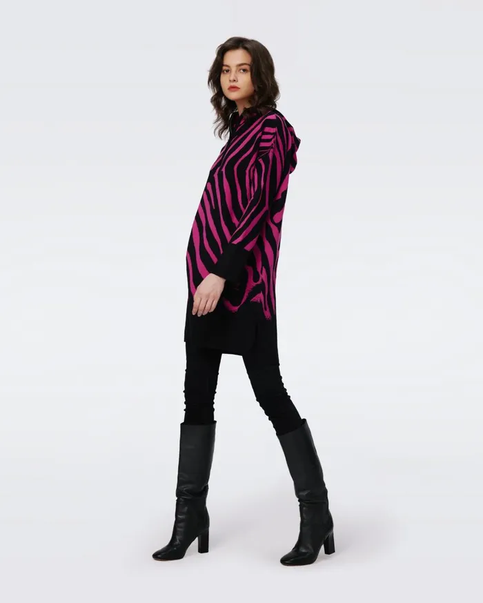 Women Alvah Knit Jacquard Top Huge Zebra Indian Pink DVF Tops