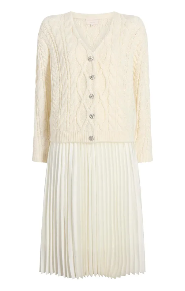 Women Amandine Cardigan Dress Ivory Cinq Sept Midi