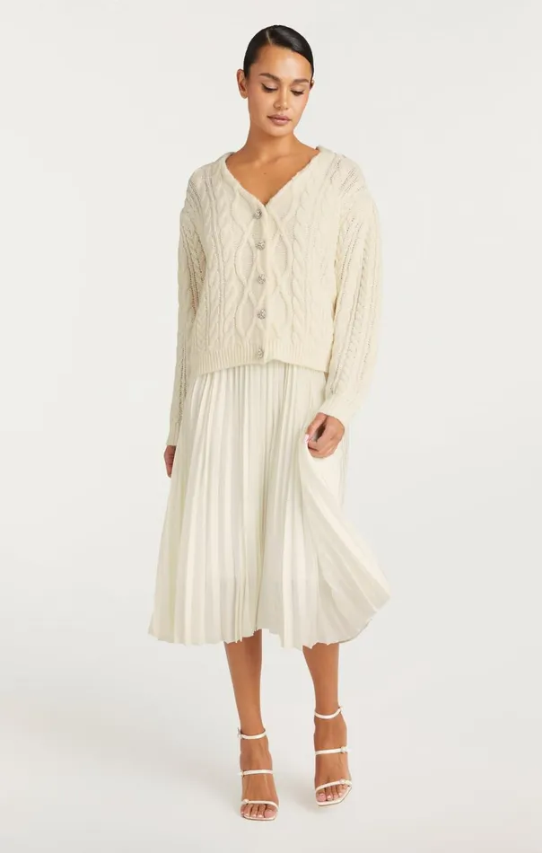 Women Amandine Cardigan Dress Ivory Cinq Sept Midi