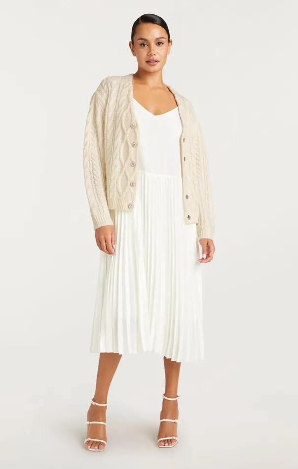 Women Amandine Cardigan Dress Ivory Cinq Sept Midi