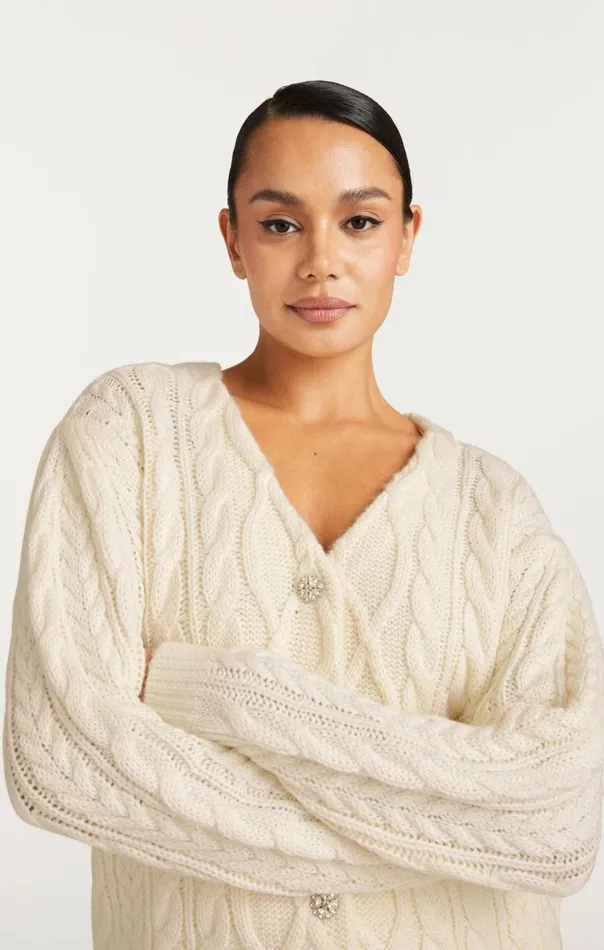 Women Amandine Cardigan Dress Ivory Cinq Sept Midi