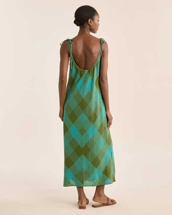 Women ASTORIA SLIP DRESS Tealgreen Check Pendleton Skirts and Dresses