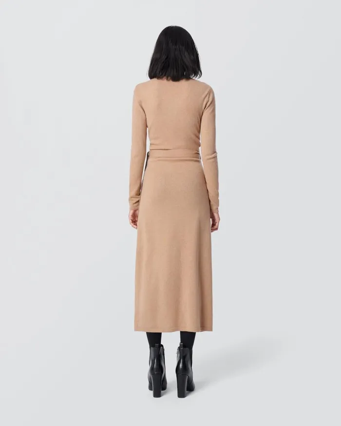 Women Astrid WoolCashmere Wrap Dress Camel DVF Dresses