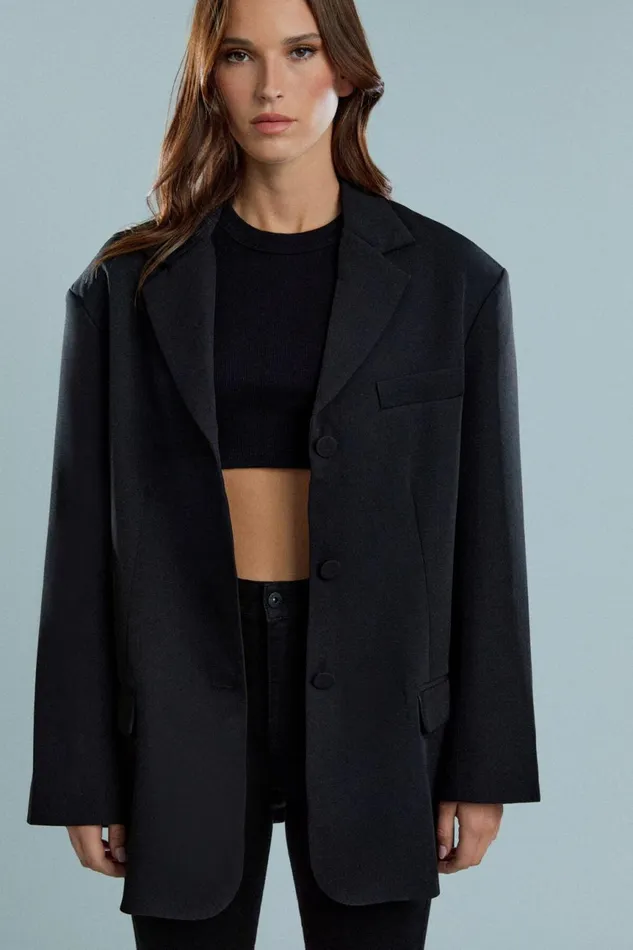 Women Bardot Blazers Akia Oversized Blazer In Black Black