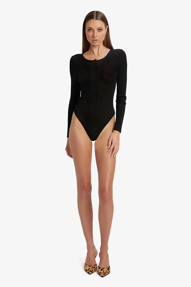 Women Bardot Bodysuits Bryson Bodysuit In Black Black Women Bardot Bodysuits Bryson Bodysuit In Black Black
