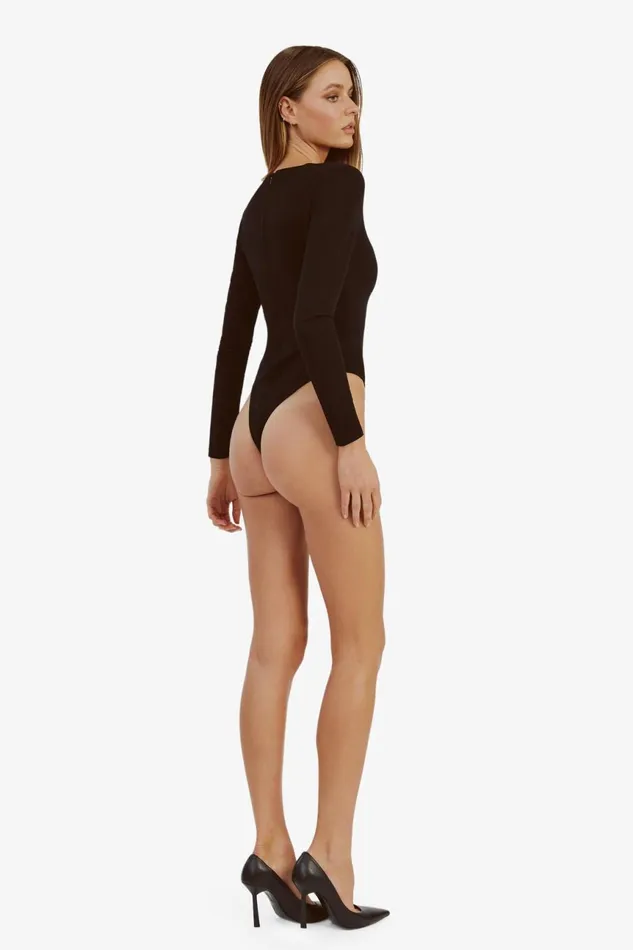 Women Bardot Bodysuits Kameron Knit Bodysuit In Black Black Women Bardot Bodysuits Kameron Knit Bodysuit In Black Black