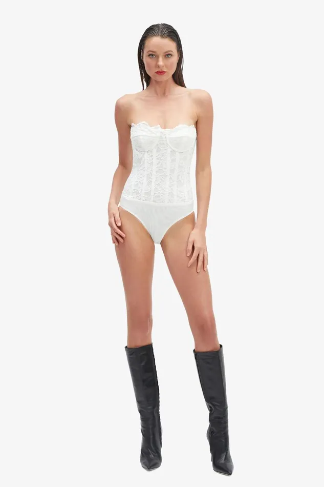 Women Bardot Bodysuits Oskar Bodysuit In Orchid White Orchid White