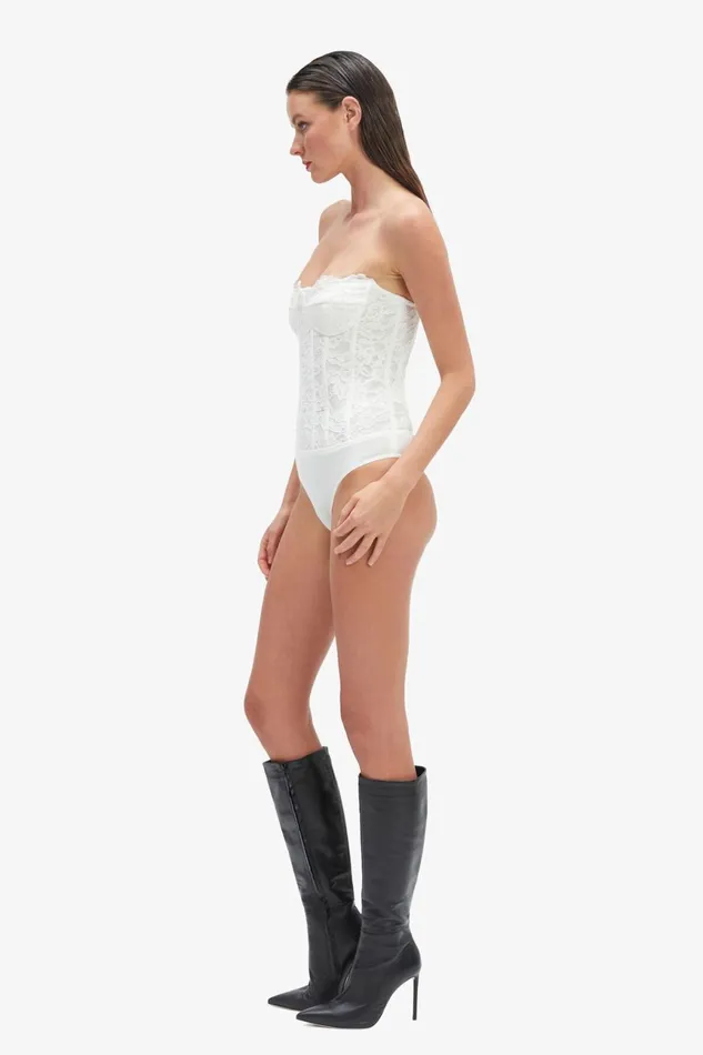 Women Bardot Bodysuits Oskar Bodysuit In Orchid White Orchid White