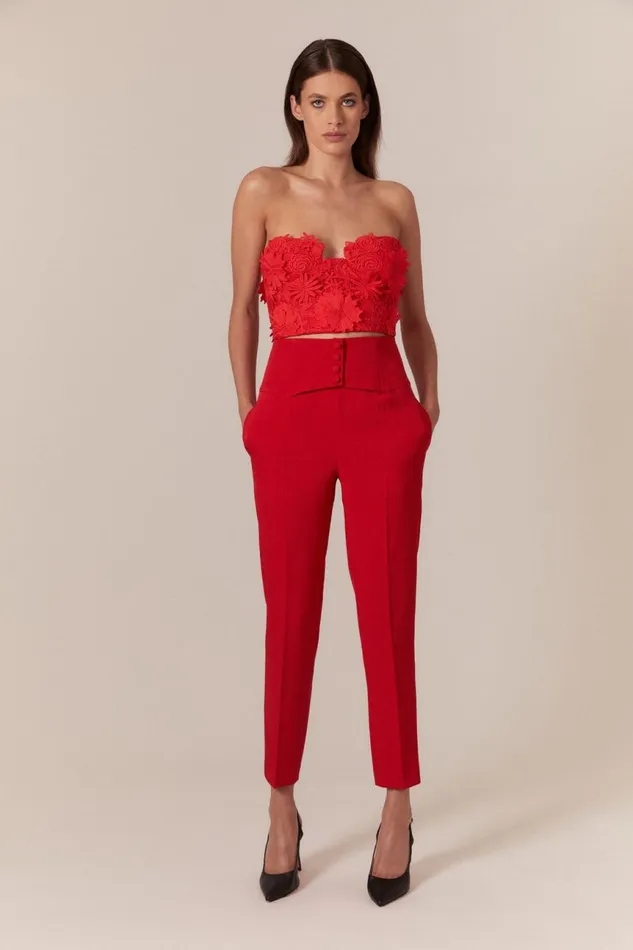 Women Bardot Corsets Brias Lace Bustier In Fire Red Fire Red