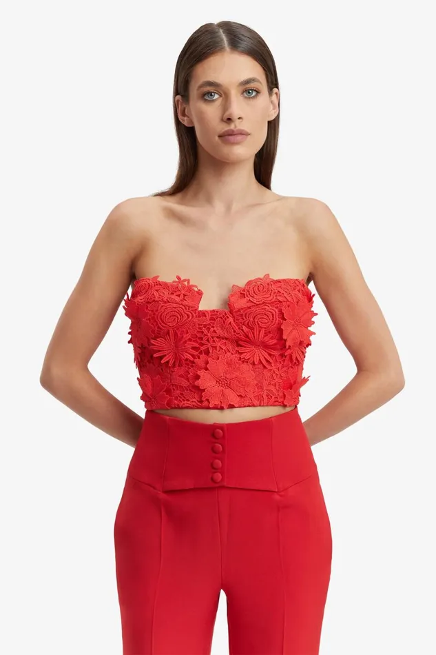 Women Bardot Corsets Brias Lace Bustier In Fire Red Fire Red Women Bardot Corsets Brias Lace Bustier In Fire Red Fire Red