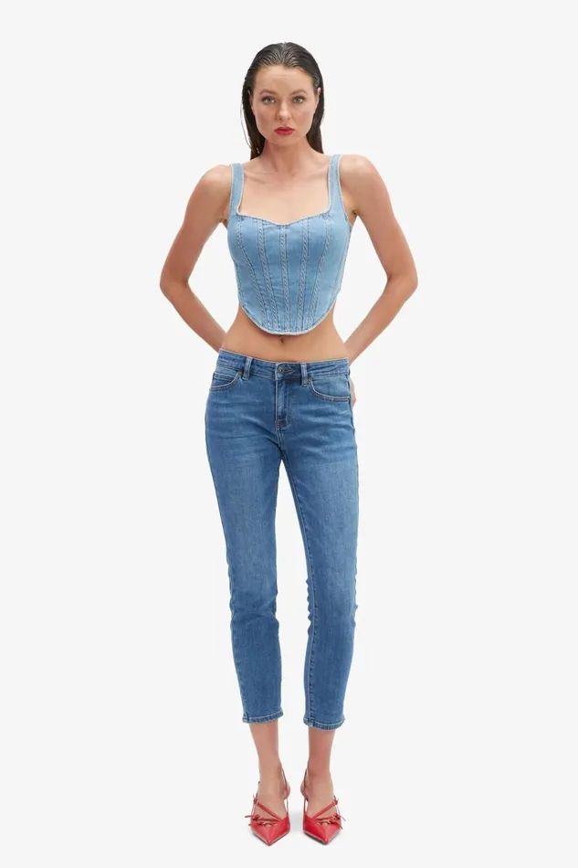 Women Bardot Corsets Denim Corset Bustier In Vintage Vintage Women Bardot Corsets Denim Corset Bustier In Vintage Vintage