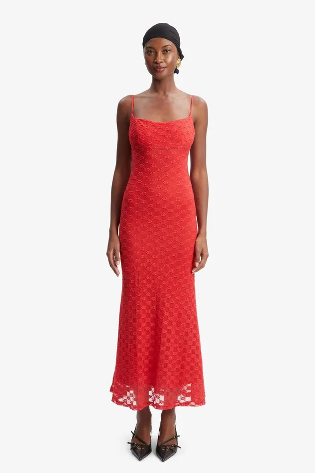 Women Bardot Day To Night Dresses Adoni Mesh Midi Dress In Fire Red Fire Red Women Bardot Day To Night Dresses Adoni Mesh Midi Dress In Fire Red Fire Red