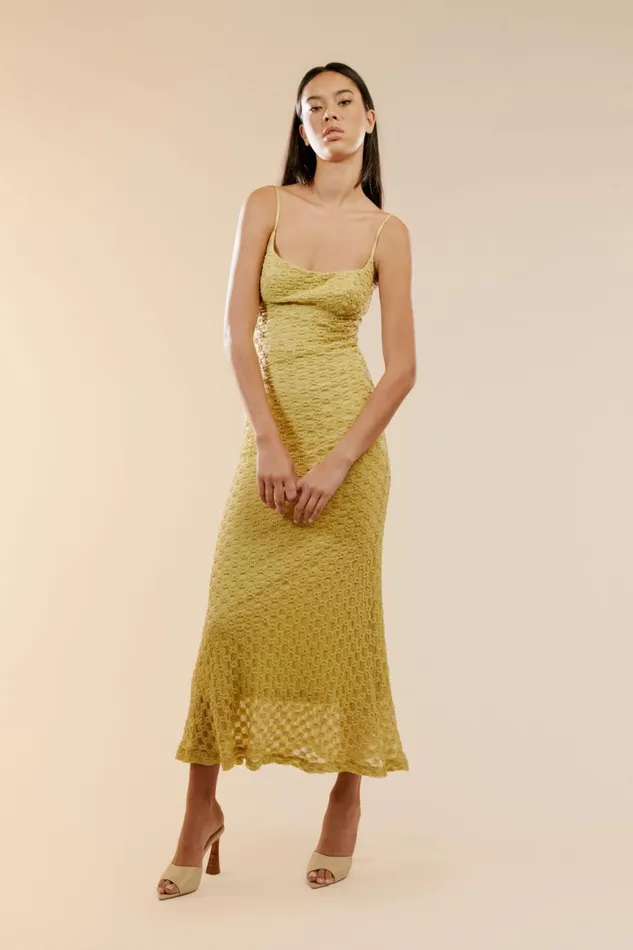 Women Bardot Day To Night Dresses Adoni Mesh Midi Dress In Moss Moss