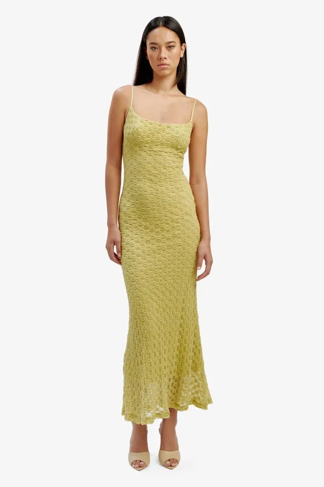 Women Bardot Day To Night Dresses Adoni Mesh Midi Dress In Moss Moss