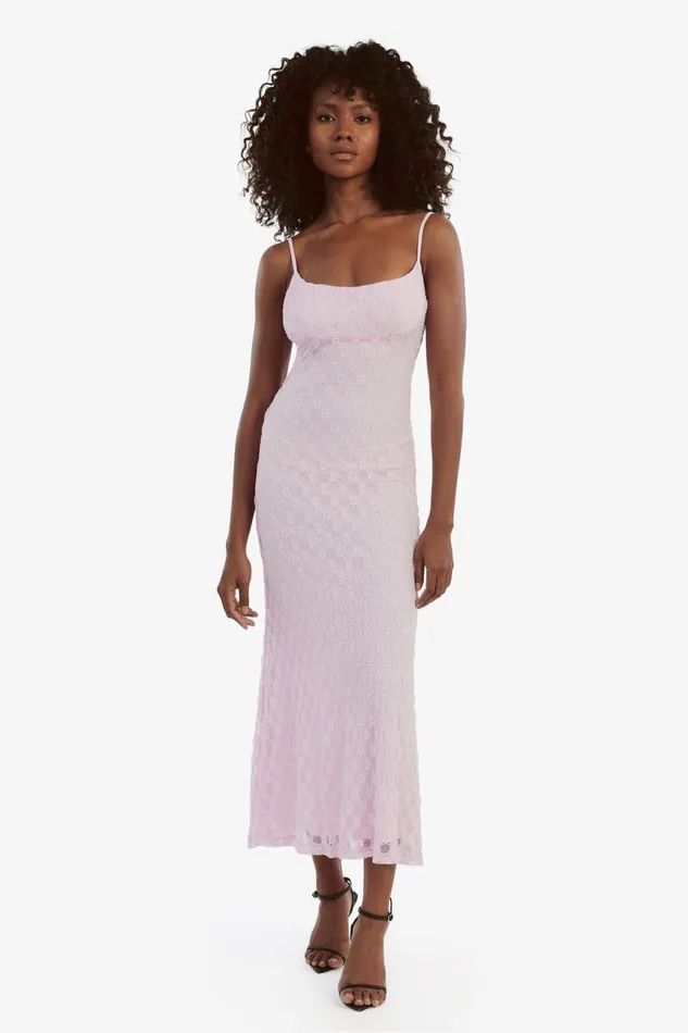 Women Bardot Day To Night Dresses Adoni Mesh Midi Dress In Soft Pink Soft Pink