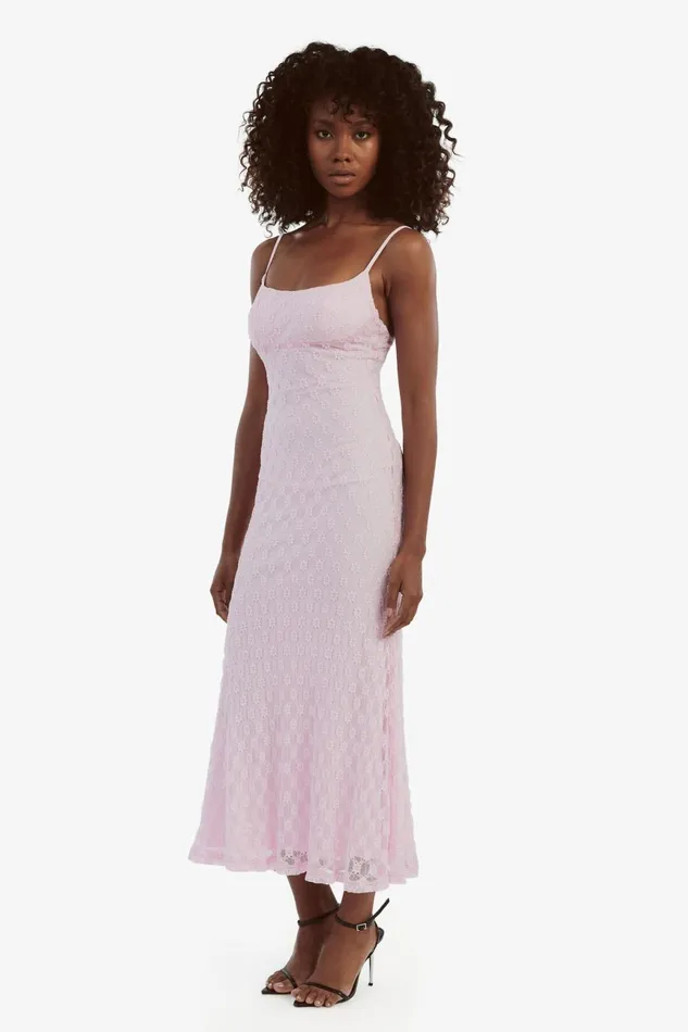 Women Bardot Day To Night Dresses Adoni Mesh Midi Dress In Soft Pink Soft Pink