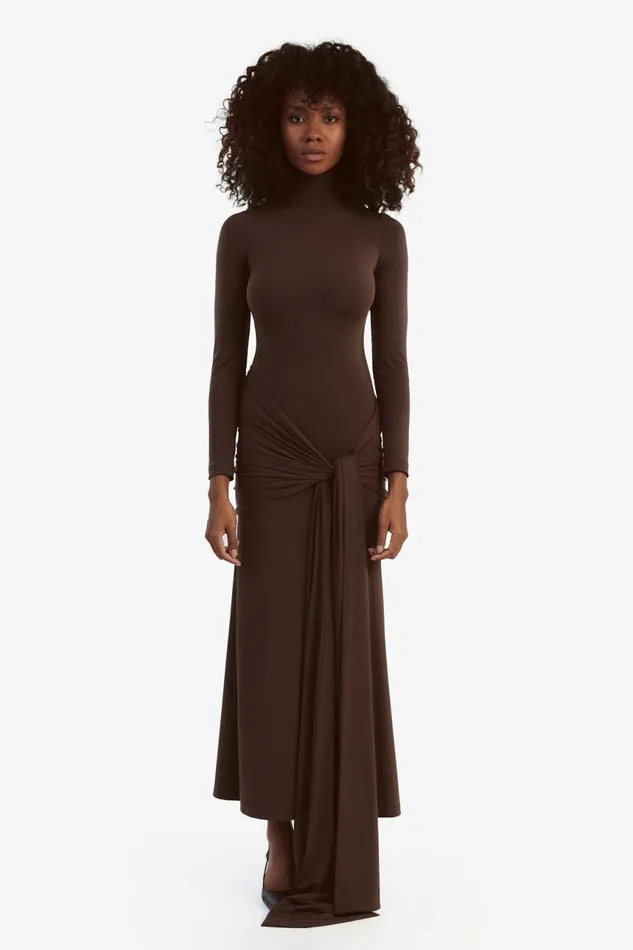 Women Bardot Day To Night Dresses Alix Maxi Tie Front Dress In Chocolate Chocolate Women Bardot Day To Night Dresses Alix Maxi Tie Front Dress In Chocolate Chocolate