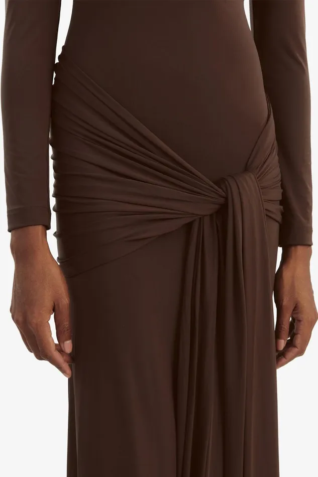Women Bardot Day To Night Dresses Alix Maxi Tie Front Dress In Chocolate Chocolate Women Bardot Day To Night Dresses Alix Maxi Tie Front Dress In Chocolate Chocolate