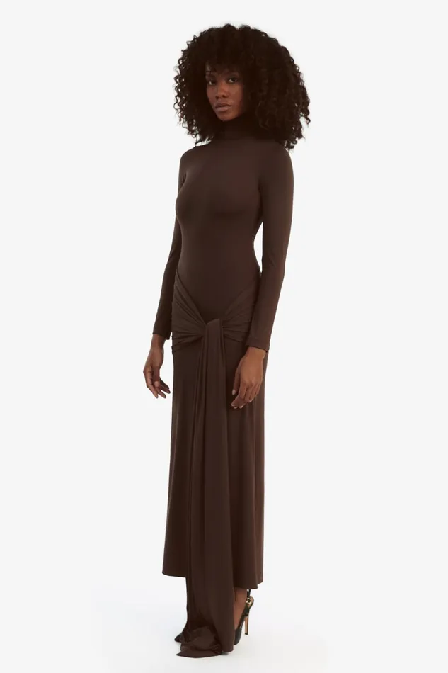 Women Bardot Day To Night Dresses Alix Maxi Tie Front Dress In Chocolate Chocolate Women Bardot Day To Night Dresses Alix Maxi Tie Front Dress In Chocolate Chocolate