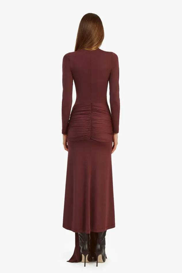 Women Bardot Day To Night Dresses Alix Maxi Tie Front Dress In Deep Plum Deep Plum Women Bardot Day To Night Dresses Alix Maxi Tie Front Dress In Deep Plum Deep Plum