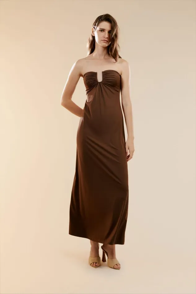 Women Bardot Day To Night Dresses Carolena Maxi Knit Dress In Chocolate Chocolate Women Bardot Day To Night Dresses Carolena Maxi Knit Dress In Chocolate Chocolate