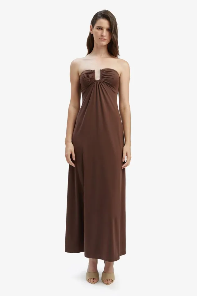 Women Bardot Day To Night Dresses Carolena Maxi Knit Dress In Chocolate Chocolate Women Bardot Day To Night Dresses Carolena Maxi Knit Dress In Chocolate Chocolate
