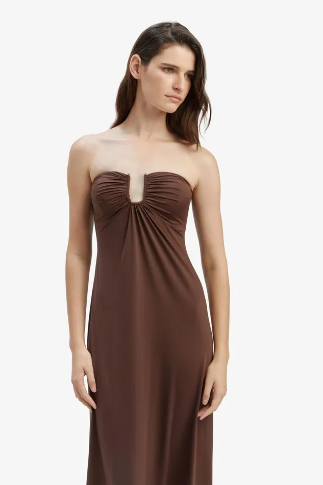 Women Bardot Day To Night Dresses Carolena Maxi Knit Dress In Chocolate Chocolate Women Bardot Day To Night Dresses Carolena Maxi Knit Dress In Chocolate Chocolate