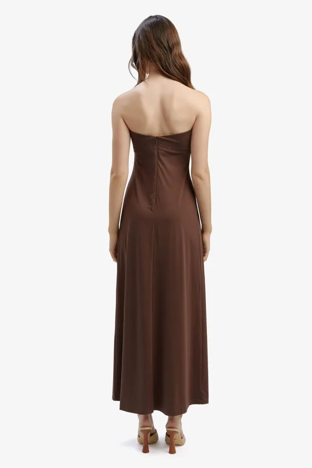 Women Bardot Day To Night Dresses Carolena Maxi Knit Dress In Chocolate Chocolate Women Bardot Day To Night Dresses Carolena Maxi Knit Dress In Chocolate Chocolate