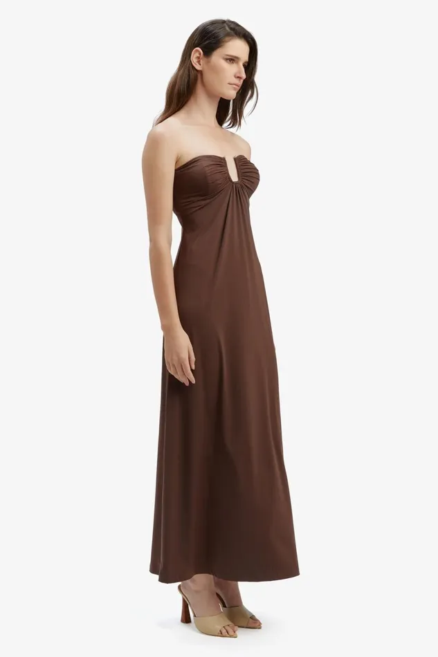 Women Bardot Day To Night Dresses Carolena Maxi Knit Dress In Chocolate Chocolate Women Bardot Day To Night Dresses Carolena Maxi Knit Dress In Chocolate Chocolate