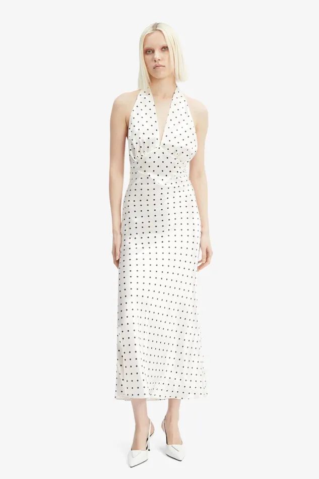 Women Bardot Day To Night Dresses Citron Polka Dot Midi Dress In Ivory Spot Ivory Spot