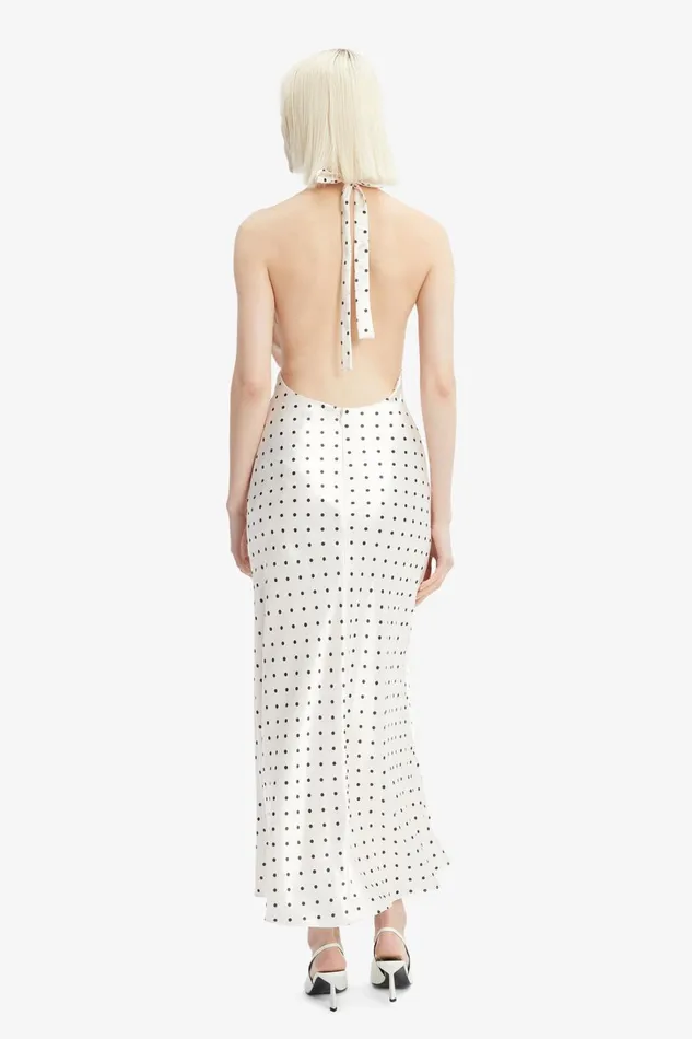 Women Bardot Day To Night Dresses Citron Polka Dot Midi Dress In Ivory Spot Ivory Spot