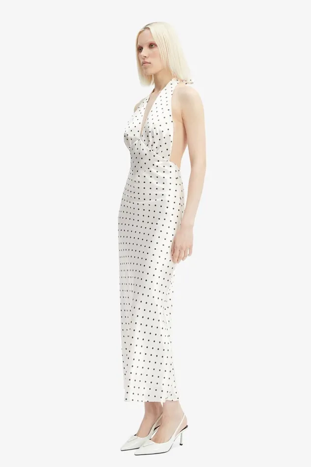 Women Bardot Day To Night Dresses Citron Polka Dot Midi Dress In Ivory Spot Ivory Spot