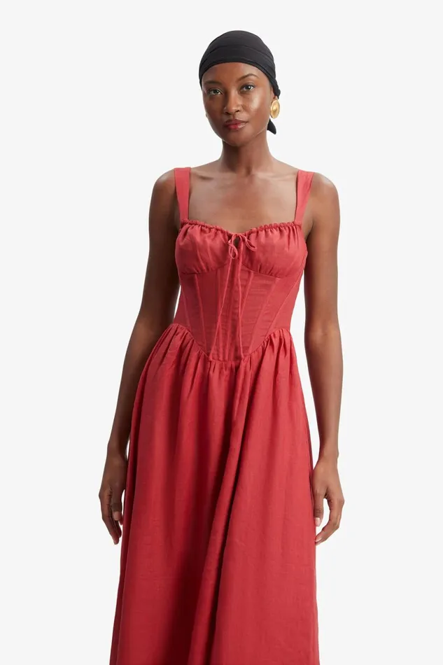 Women Bardot Day To Night Dresses Esra Midi Dress In Fire Red Fire Red Women Bardot Day To Night Dresses Esra Midi Dress In Fire Red Fire Red