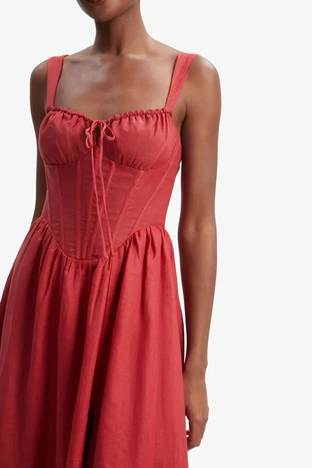 Women Bardot Day To Night Dresses Esra Midi Dress In Fire Red Fire Red Women Bardot Day To Night Dresses Esra Midi Dress In Fire Red Fire Red