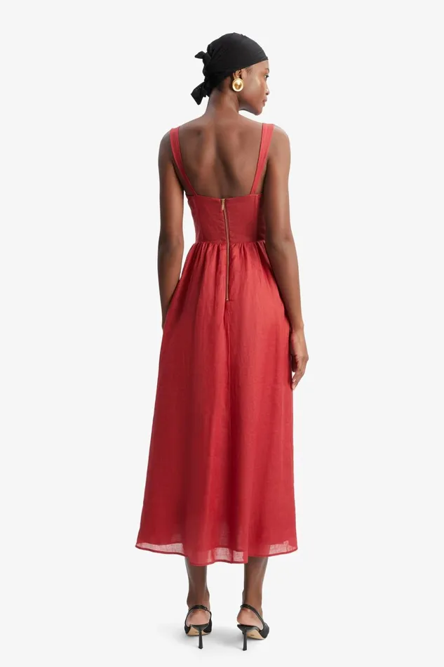 Women Bardot Day To Night Dresses Esra Midi Dress In Fire Red Fire Red Women Bardot Day To Night Dresses Esra Midi Dress In Fire Red Fire Red