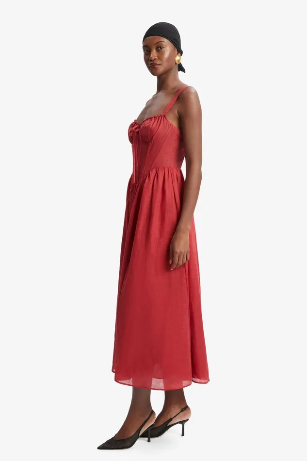 Women Bardot Day To Night Dresses Esra Midi Dress In Fire Red Fire Red Women Bardot Day To Night Dresses Esra Midi Dress In Fire Red Fire Red