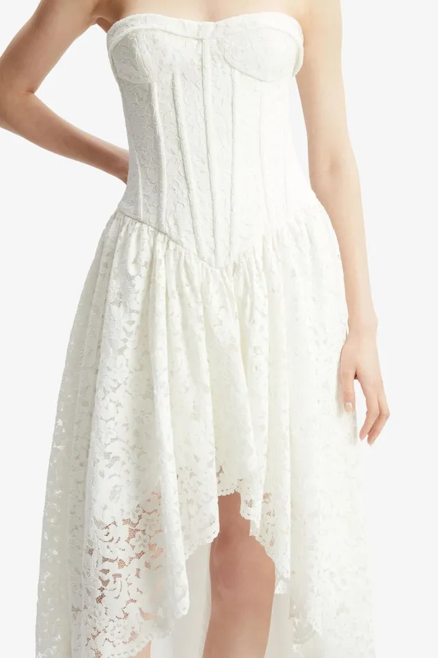 Women Bardot Day To Night Dresses Felicidad Strapless Lace Dress In Orchid White Orchid White Women Bardot Day To Night Dresses Felicidad Strapless Lace Dress In Orchid White Orchid White