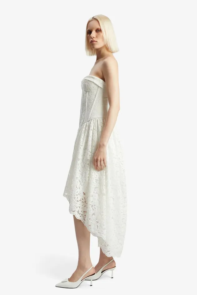 Women Bardot Day To Night Dresses Felicidad Strapless Lace Dress In Orchid White Orchid White Women Bardot Day To Night Dresses Felicidad Strapless Lace Dress In Orchid White Orchid White