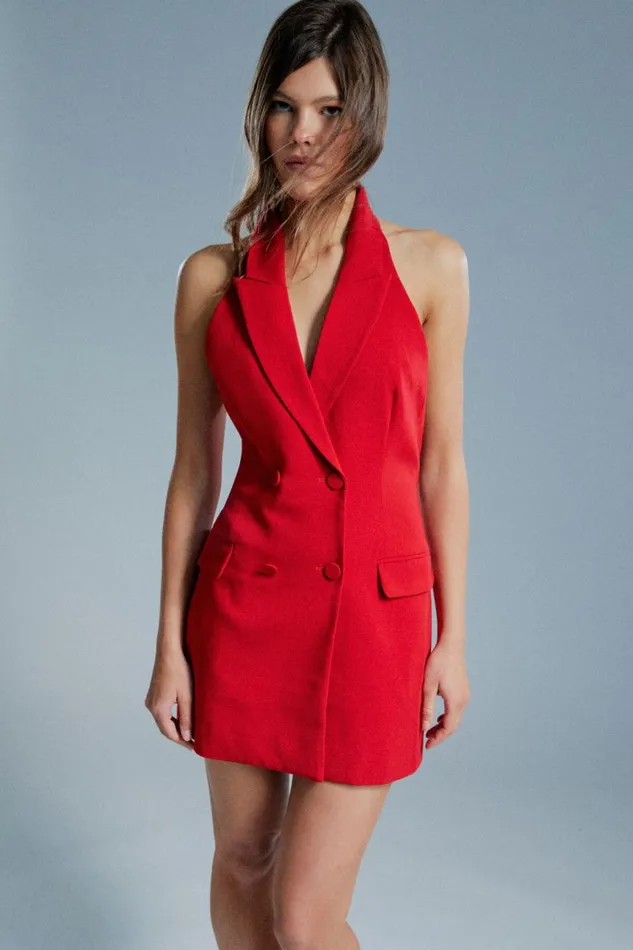 Women Bardot Day To Night Dresses Freya Vest Mini Dress In Deep Red Deep Red