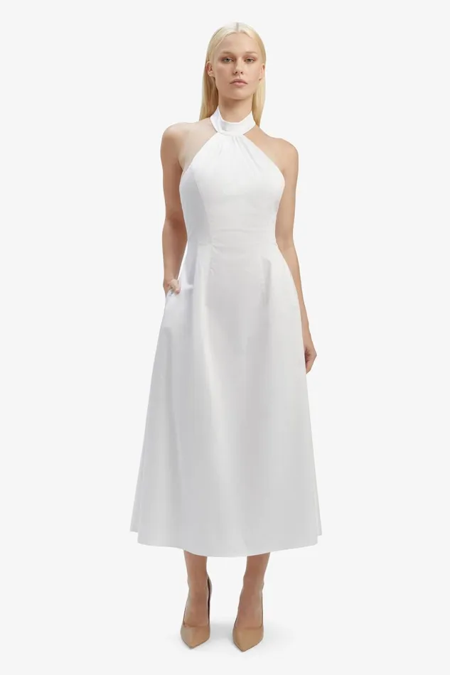 Women Bardot Day To Night Dresses Genevieve Poplin Midi Dress In Orchid White Orchid White Women Bardot Day To Night Dresses Genevieve Poplin Midi Dress In Orchid White Orchid White