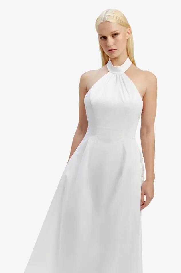 Women Bardot Day To Night Dresses Genevieve Poplin Midi Dress In Orchid White Orchid White Women Bardot Day To Night Dresses Genevieve Poplin Midi Dress In Orchid White Orchid White