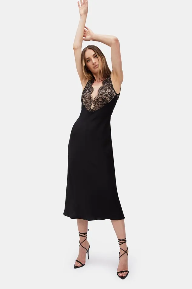 Women Bardot Day To Night Dresses Hayden Lace Slip Dress In Black Black Women Bardot Day To Night Dresses Hayden Lace Slip Dress In Black Black