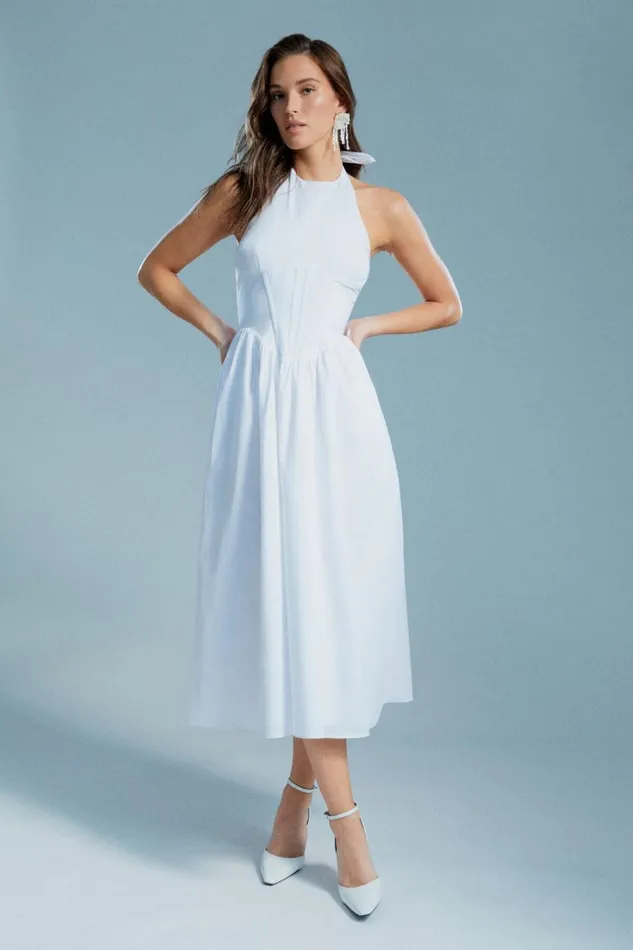 Women Bardot Day To Night Dresses Kylen Poplin Midi Dress In Orchid White Orchid White Women Bardot Day To Night Dresses Kylen Poplin Midi Dress In Orchid White Orchid White