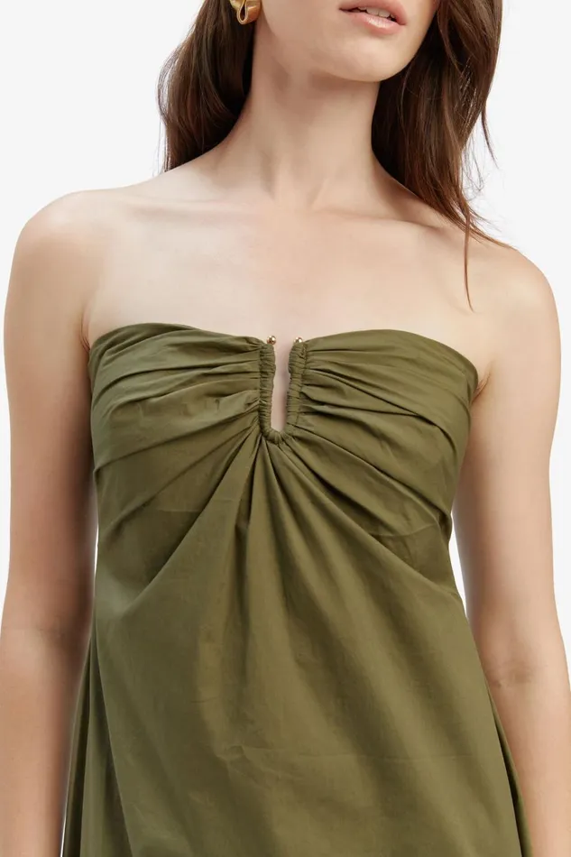 Women Bardot Day To Night Dresses Lora Poplin Maxi Dress In Khaki Khaki Women Bardot Day To Night Dresses Lora Poplin Maxi Dress In Khaki Khaki