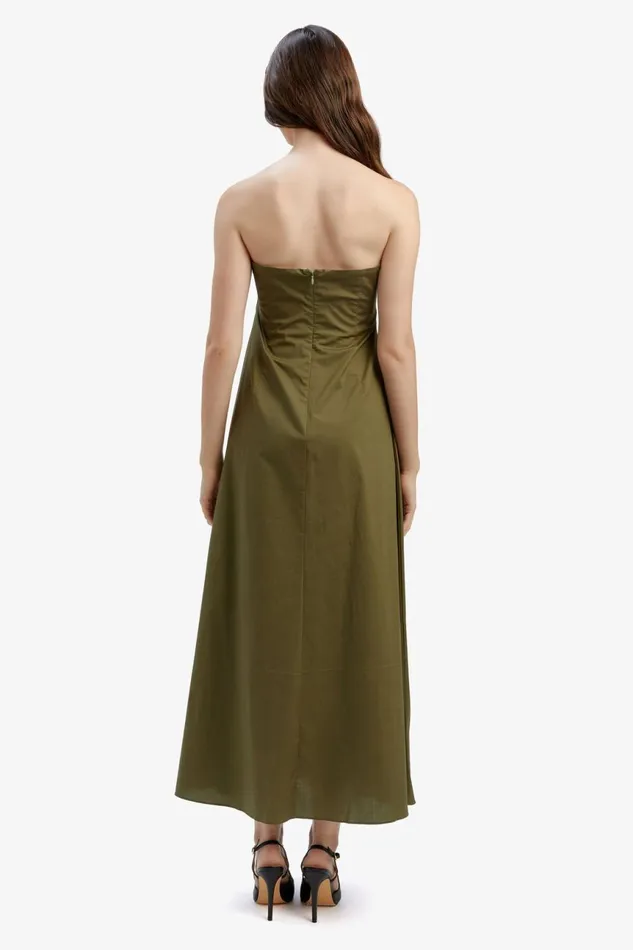 Women Bardot Day To Night Dresses Lora Poplin Maxi Dress In Khaki Khaki Women Bardot Day To Night Dresses Lora Poplin Maxi Dress In Khaki Khaki