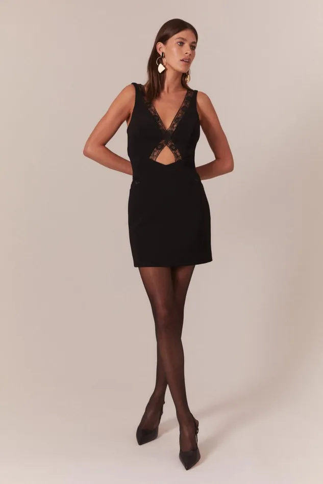 Women Bardot Day To Night Dresses Marzanna Lace Mini Dress In Black Black