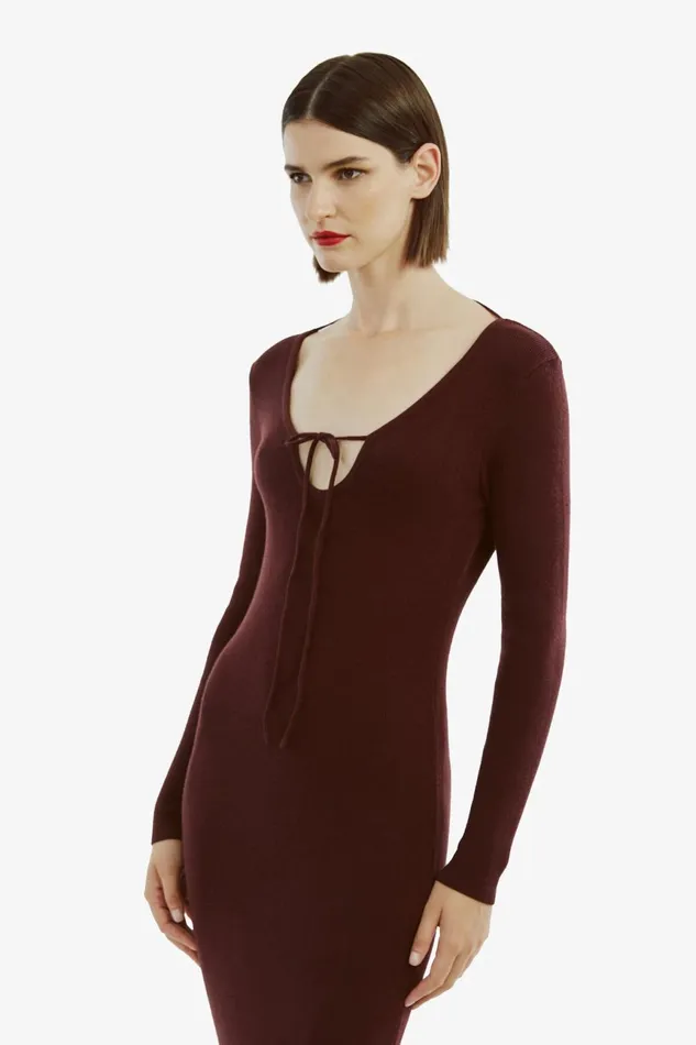Women Bardot Day To Night Dresses Verona Knit Midi Dress In Burgundy Burgundy Women Bardot Day To Night Dresses Verona Knit Midi Dress In Burgundy Burgundy