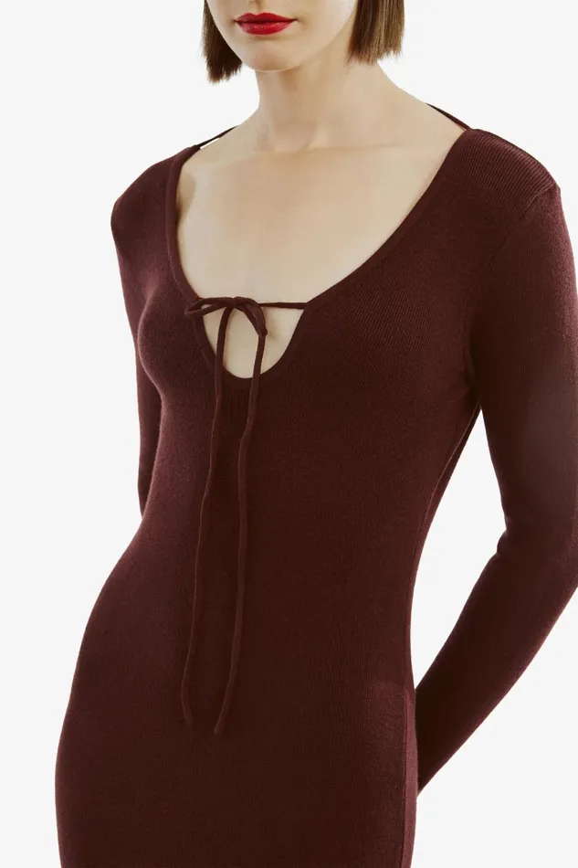 Women Bardot Day To Night Dresses Verona Knit Midi Dress In Burgundy Burgundy Women Bardot Day To Night Dresses Verona Knit Midi Dress In Burgundy Burgundy